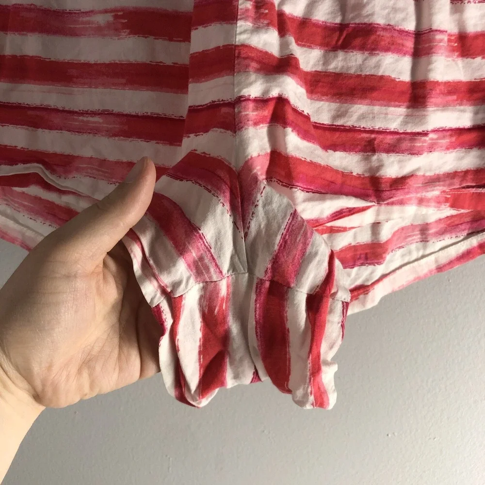 Victoria's Secret Womens Size Medium‎ Pajama Shorts Red Pink Paint Stripes Comfy